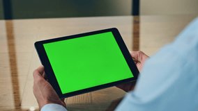 Manager hands using chromakey tablet in office closeup. Unknown employee checking stock market crypto finance data in mockup computer. Unrecognizable man professional looking digital device screen - Powered by Shutterstock - Get 15% off with code: PIKWIZARD15