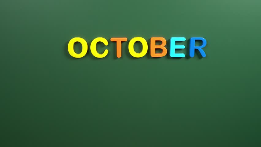 Hand sticking a sticker 1 October calendar day on school board. 1 date of October. First day of October. 1st date number. 1 day calendar. One date. Independence of Cyprus, International Coffee | Shutterstock HD Video #1101924483