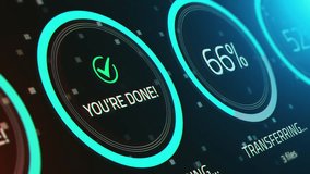 Modern monitor indicating transferring of files.
Modern digital board showing information about data transferring with glowing percent and numbers in real time - Powered by Shutterstock - Get 15% off with code: PIKWIZARD15