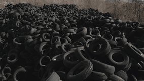 drone video of a massive dump of car tires