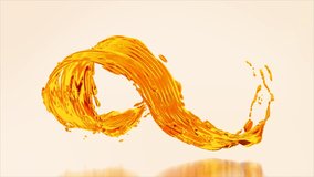Waving and Splashing Gold Oil on white Background isolated. Liquid Flowing and Waving looped. Beautiful 3d rendering animation. Fresh Orange or Lemon Juice splashing and Flowing. Olive or engine. - Powered by Shutterstock - Get 15% off with code: PIKWIZARD15