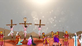 Video of the soldiers gambled and snatched Jesus' clothes, Easter background.