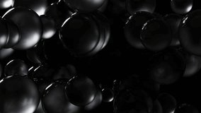 Black sturgeon caviar in abstract slow motion close up with copy space. Black background footage of detailed, delicious caviar in 4K Ultra HD. 3D Illustration