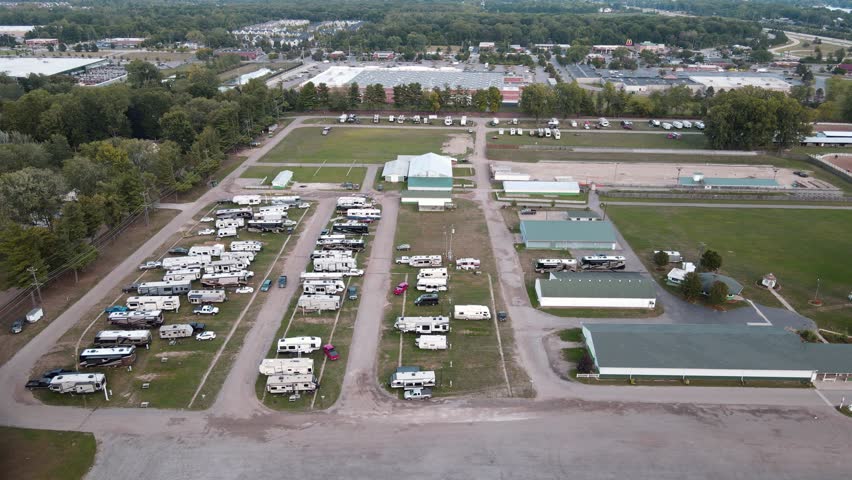 Aerial View Of Wayne County Fairgrounds And RV Park In Belleville, Michigan, USA.