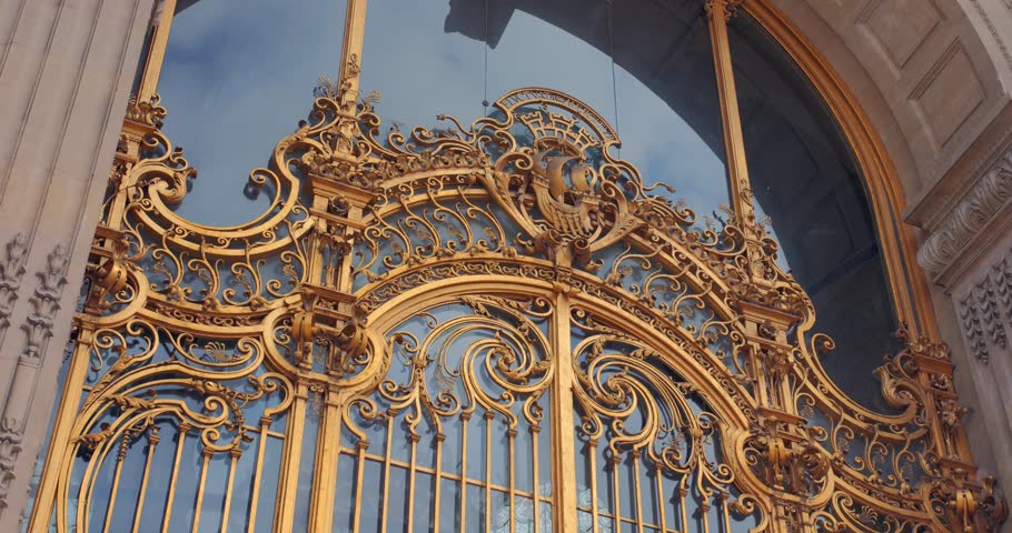 Detail Of Golden Gate At The Entrance Of Petit Palais Museum In Paris, France. - close up