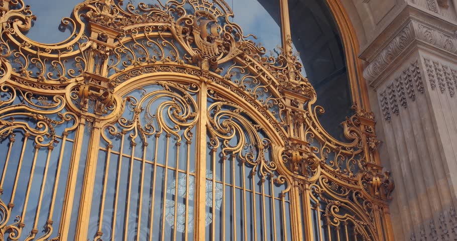Detail Of Golden Gate At The Entrance Of Petit Palais Museum In Paris, France. - close up
