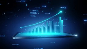 3d bar graph chart with up arrow on tablet. - Powered by Shutterstock - Get 15% off with code: PIKWIZARD15