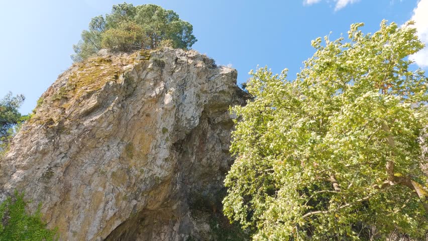 View of a bust statue at the bottom of a mountain in Ioannina, Greece