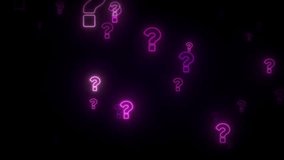 Flying pink neon question marks on a black background. 3D animation. Question Mark Looping Animated Background. Mysterious Flying question marks, a riddle, searching for an answer - Powered by Shutterstock - Get 15% off with code: PIKWIZARD15