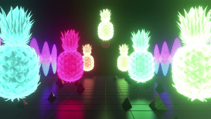 Colorful Pineapple Dance Vj Background Loop