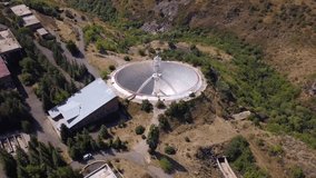 Aerial shot Mount Aragats Orgov Radio Optical Telescope Herouni Mirror, Armenia