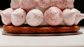 Woman chef confectioner decorating birthday cake pie, pouring caramel on mousse pink cake, creamy dessert close-up gastro art. Restaurant dessert, Honey biscuits, confit, almond chocolate mousse made - Powered by Shutterstock - Get 15% off with code: PIKWIZARD15