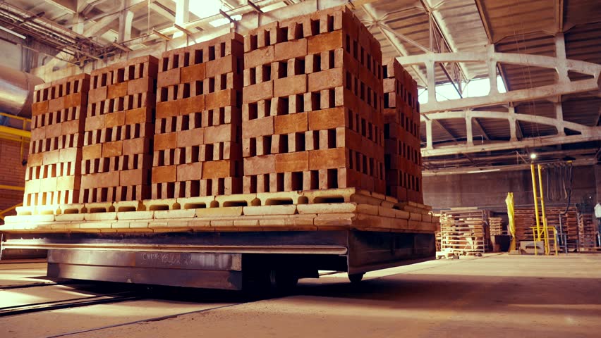 Large wagon with prepared bricks for firing. Fast Motion 200perc. 4k.