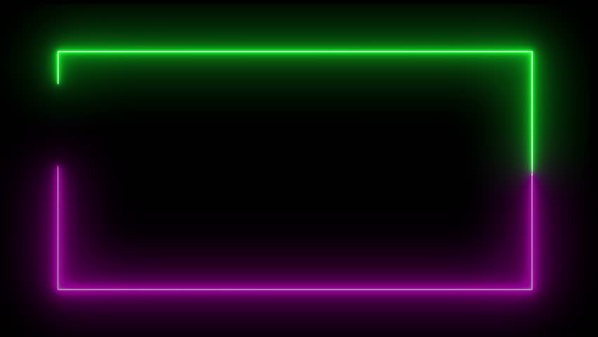 Empty text frame. Pink and green neon colors. Electrical lines rectangular frame tablet pattern for your text. Neon Sign Flashing Animation Promotion Ad. Video template. | Shutterstock HD Video #1101961201