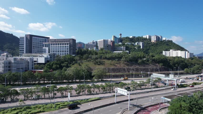 The Chinese University of Hong Kong, CUHK, is a public and research-oriented comprehensive university in Hong Kong, Located in Sha Tin Ma Liu Shui Pak Shek Kok Hong Kong Science Park,Top down drone