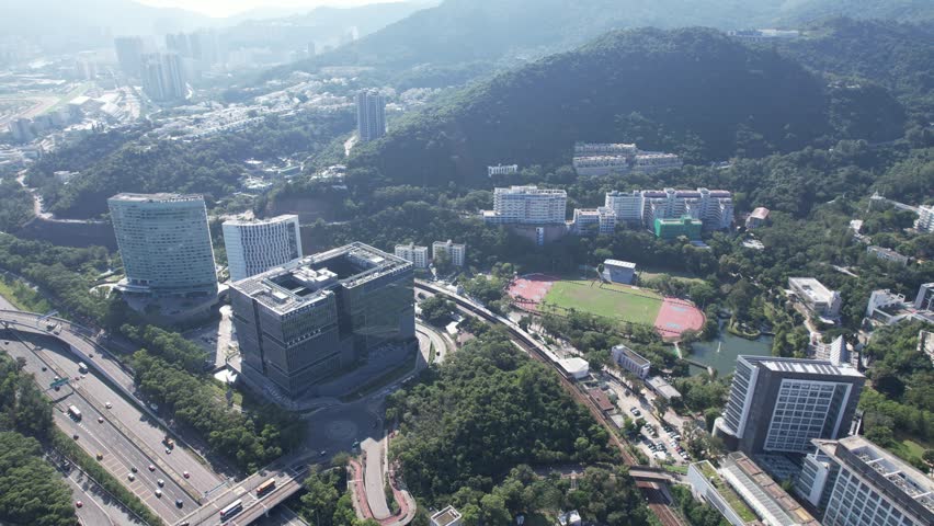 The Chinese University of Hong Kong, CUHK, is a public and research-oriented comprehensive university in Hong Kong, Located in Sha Tin Ma Liu Shui Pak Shek Kok Hong Kong Science Park,Top down drone