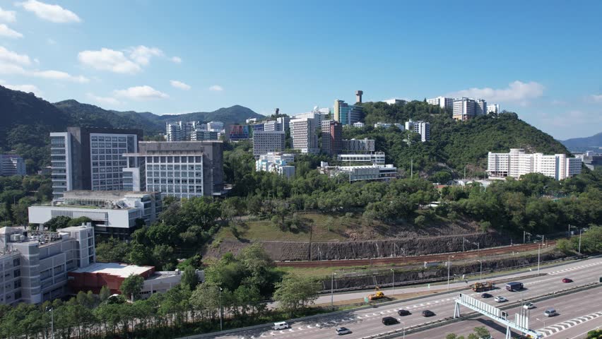 The Chinese University of Hong Kong, CUHK, is a public and research-oriented comprehensive university in Hong Kong, Located in Sha Tin Ma Liu Shui Pak Shek Kok Hong Kong Science Park,Top down drone