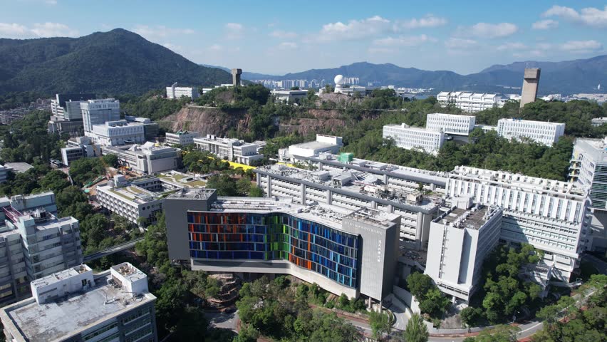 The Chinese University of Hong Kong, CUHK, is a public and research-oriented comprehensive university in Hong Kong, Located in Sha Tin Ma Liu Shui Pak Shek Kok Hong Kong Science Park,Top down drone
