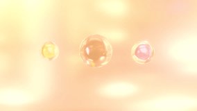 Elegant 3D animation showing golden serum bubbles merging into a luminous cosmetic essence. Symbol of luxury skincare formulation and premium beauty product design advertising - Powered by Shutterstock - Get 15% off with code: PIKWIZARD15