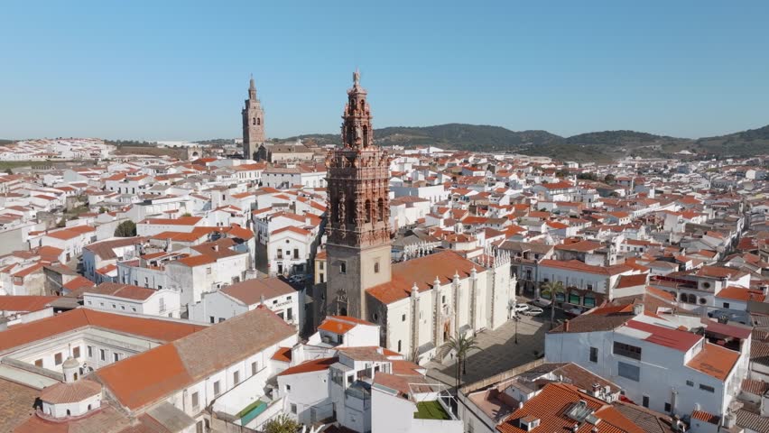 Parroquia de San Miguel and Plaza de España. Jerez de Los Caballeros, Badajoz, Extremadura, Spain
