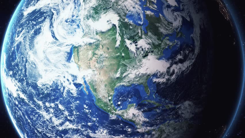 Earth zoom in from space and focus on Hot Springs, Arkansas, USA. 3D Animation. Background for travel intro.