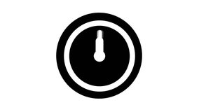 Clock running icon. Time concept. 2d, animation, cartoon, illustration, clip art, vector. Web page sign in black and white. Alpha channel. Time lapse.