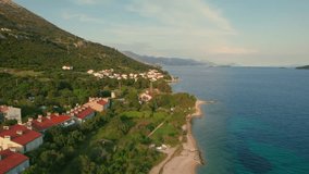 Drone shot of a croatian coastline during summer