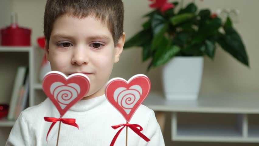Cute preschool boy and Valentine
