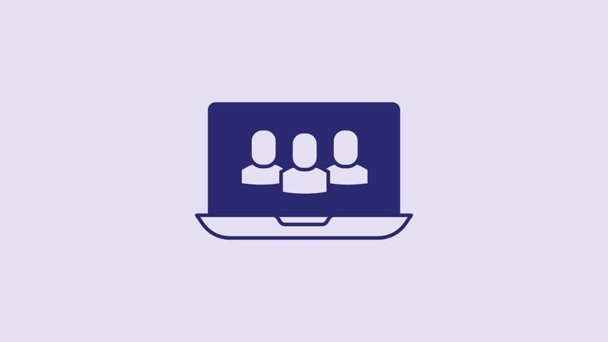 Blue Video chat conference icon isolated on purple background. Online meeting work form home. Remote project management. 4K Video motion graphic animation. | Shutterstock HD Video #1101997775