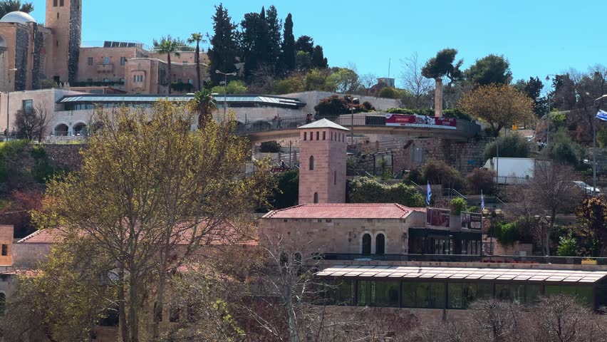 Jerusalem skyline Jewish quarter city landscapes, Israel, 4k