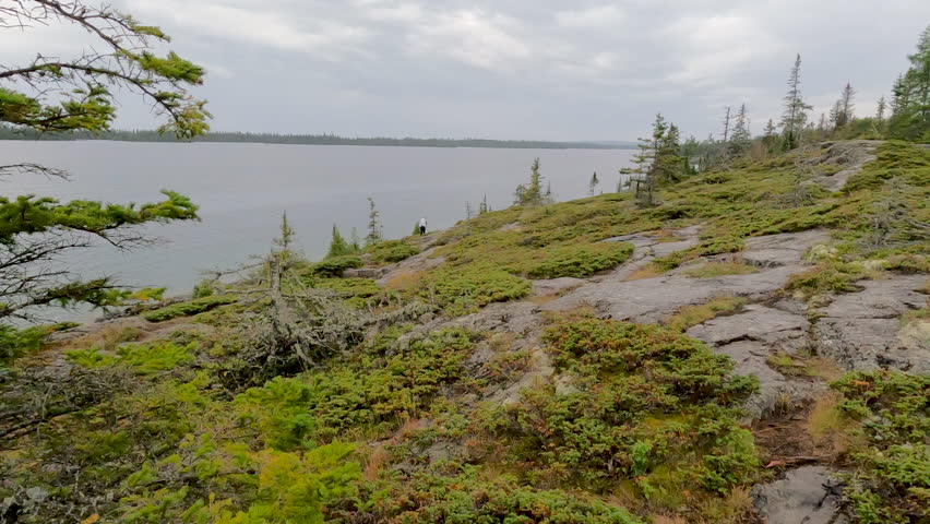 Panning views of Lake Superior from the rocky coast of Isle Royale National Park