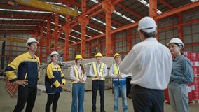 Engineers manager leader training for technicians, engineers in the morning meeting before work and build projects at factory. Teamwork concept - Powered by Shutterstock - Get 15% off with code: PIKWIZARD15