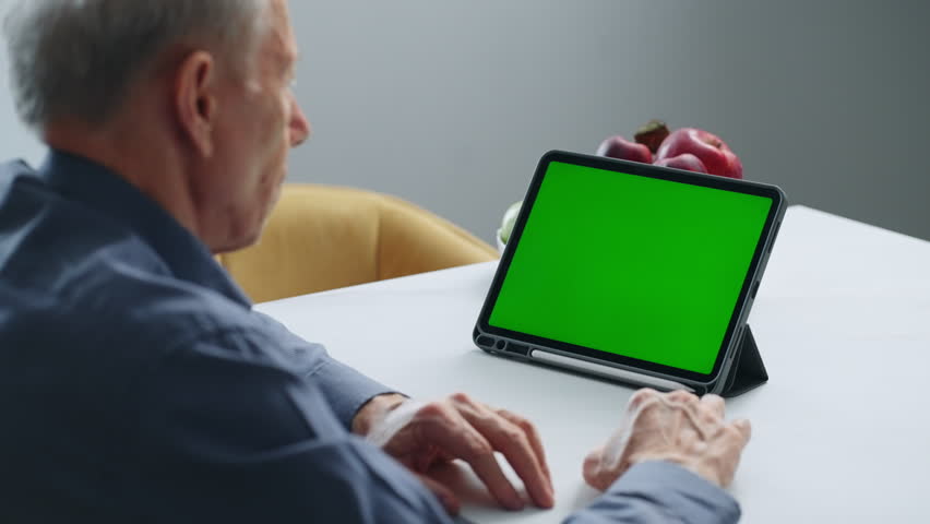 Elderly Man And Tablet With Green Screen, Concept Of Video Call And Online Communication, Chroma Key | Shutterstock HD Video #1102009863