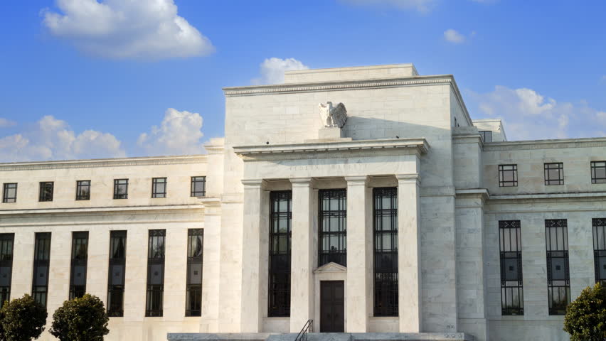Time lapse of the Federal reserve building, Washington DC, USA.