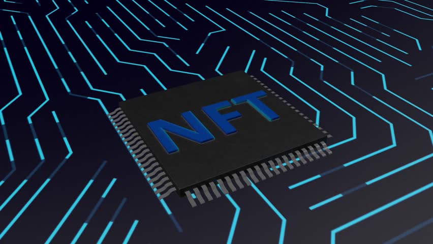 Microelectronics technology. Chip with the inscription NFT dynamic animation on the theme of modern Art and Technology | Shutterstock HD Video #1102020165