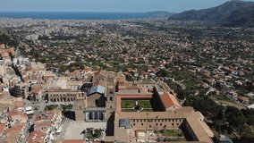 drone video of monreale cathedral in palermo