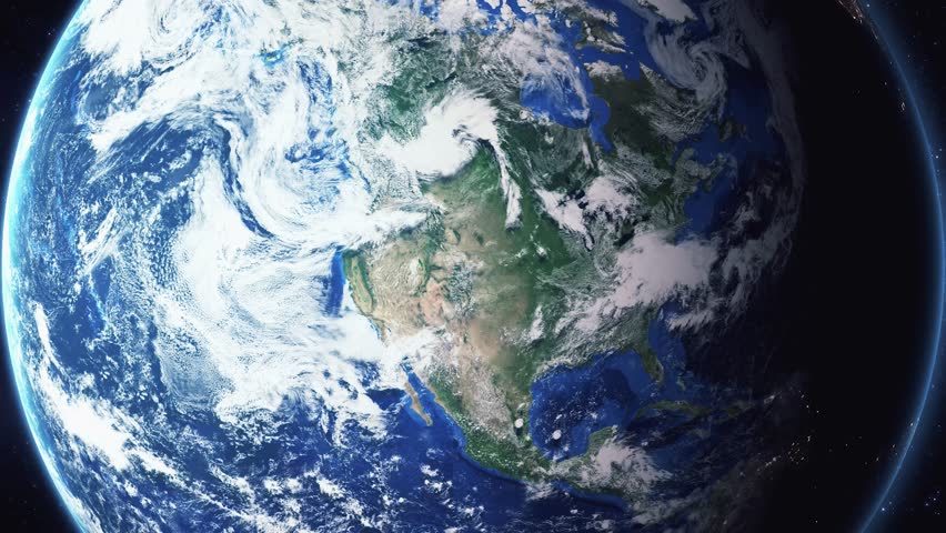 Earth zoom in from space and focus on Cheyenne, Wyoming, USA. 3D Animation. Background for travel intro.