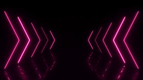 3d cycled animation, abstract pink red neon background with glowing arrows, showing forward direction. Empty stage. forward direction concept. Laser glowing lines on a dark background. - Powered by Shutterstock - Get 15% off with code: PIKWIZARD15