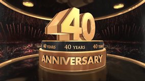 40th anniversary animation 3d render in gold with fireworks background. 4k - Powered by Shutterstock - Get 15% off with code: PIKWIZARD15