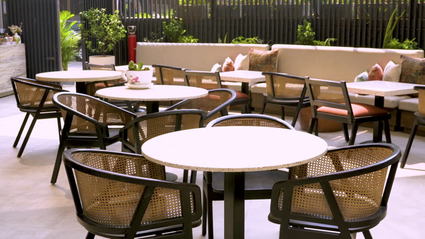 Outdoor café with traditional tables and chair