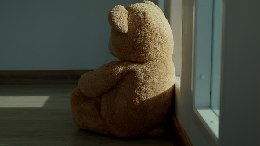 Depression and mental illness. teddy bear sad feeling sad after receiving bad news. Stressed confused with unhappy problems, arguing with life, cry and worry about unexpected pregnancy Royalty-Free Stock Footage #1102033859