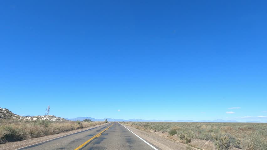 Dashcam view of driving on Dunes Drive in White Sands National Park, New Mexico