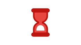 Hourglass icon, clock, sandglass, time concept. Animation, cartoon, illustration, vector red. Web page symbol.