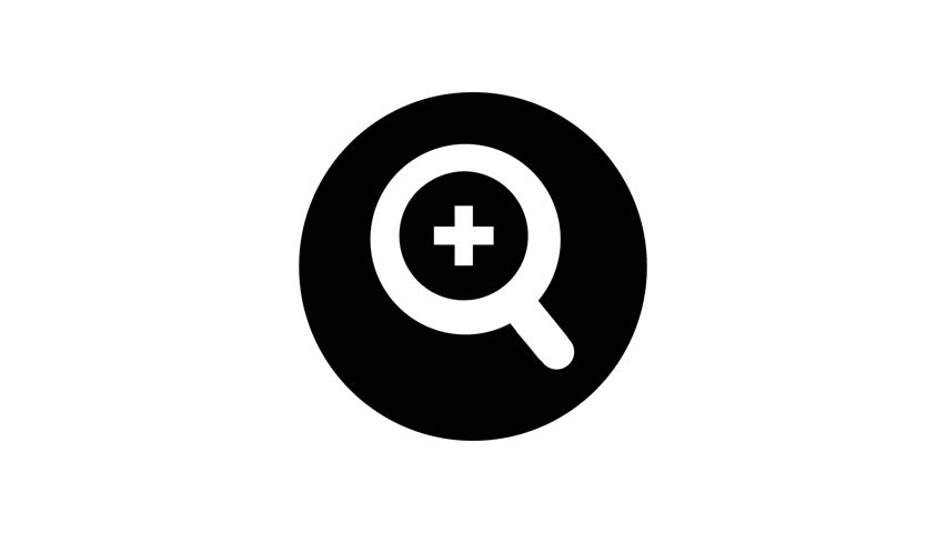 Zoom, search, searching magnifier, lens icon animation, cartoon, illustration, vector on white background. Web symbol.