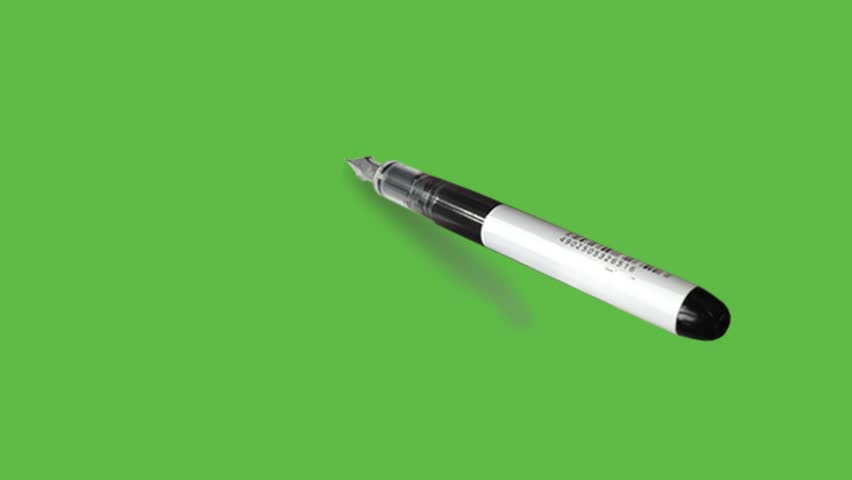 Draw young man sit on chair with computer and three files show red circle on table see paper hold in left hand indicate right index finger wear shirt and blue tie with black outline on green back