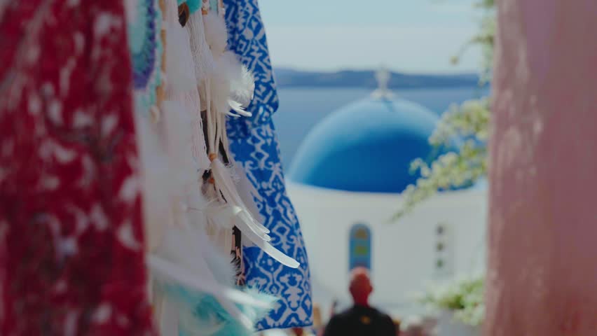 Blue dome from a church in Santorini Island, Greece
 Royalty-Free Stock Footage #1102036389