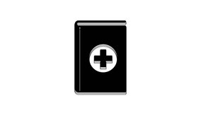 Black Medical book icon isolated on white background. 4K Video motion graphic animation.