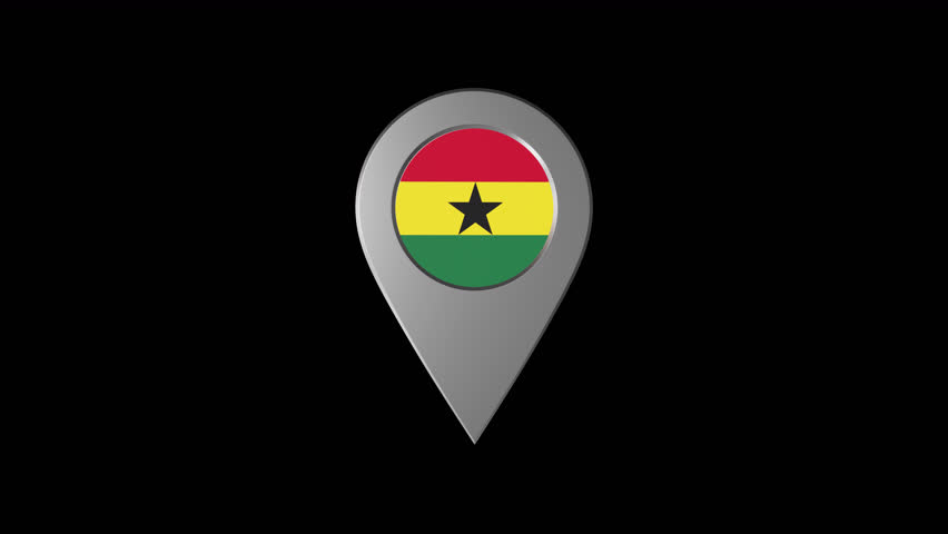 3d Animation Map Navigation pointer with Ghana flag With Alpha Channel | Shutterstock HD Video #1102041617