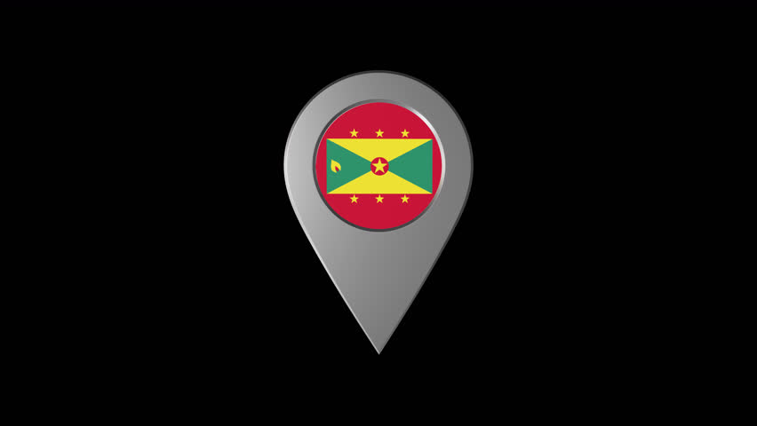 3d Animation Map Navigation pointer with Grenada flag With Alpha Channel | Shutterstock HD Video #1102041619