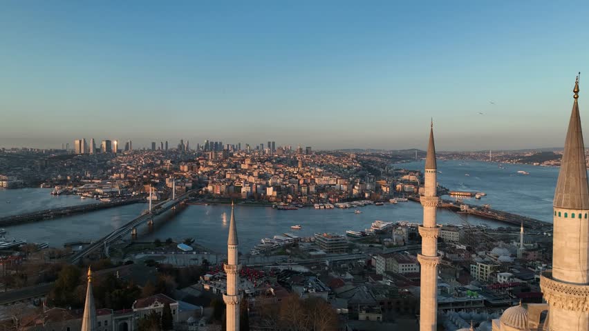 Ramadan Month Suleymaniye Mosque Drone Video, Suleymaniye Fatih, Istanbul Turkey Royalty-Free Stock Footage #1102045899